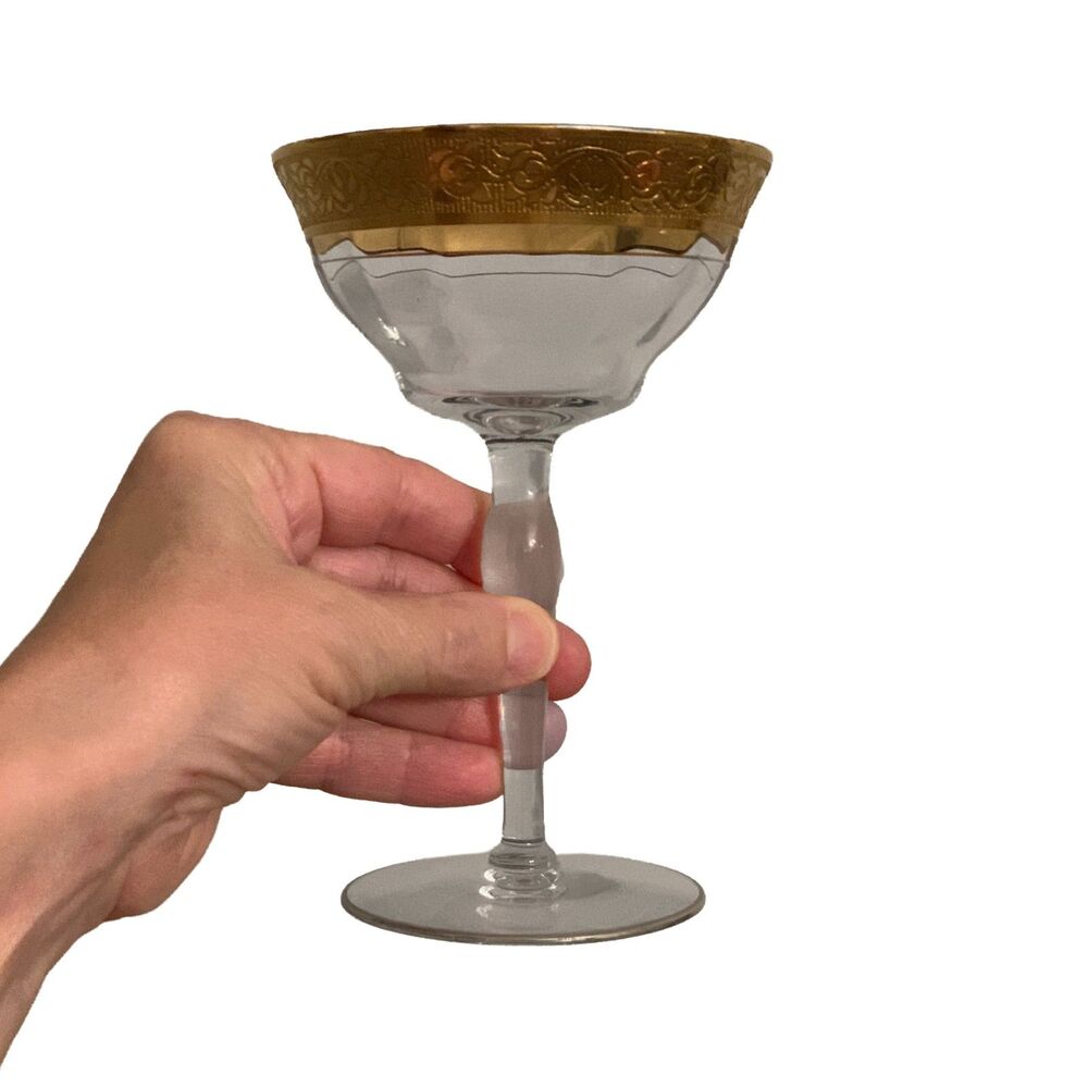 Vintage Culver Champagne Coupe Glasses Set of 6 MCM Cocktail Filigree Barware